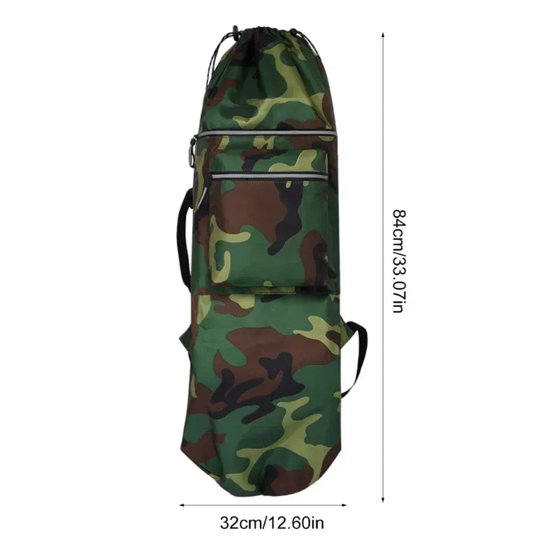 Skateboard Bag Longboards Carrying Case Double Shoulder Backpack Outdoor Travel - Gray Camouflage