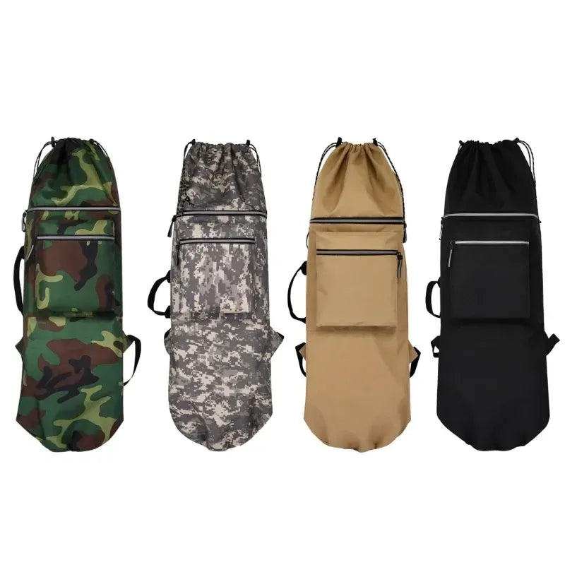 Skateboard Bag Longboards Carrying Case Double Shoulder Backpack Outdoor Travel - Green Camouflage