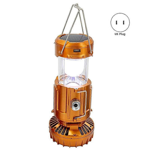 2-in-1 Solar Camping Lantern with LED Light and Adjustable Fan, USB Charging Station Silver