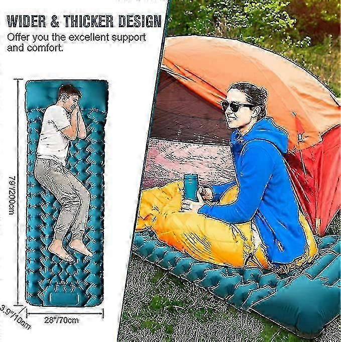Camping Sleeping Self-inflating Mattress: Thickened Lightweight Single Camping Inflatable Bed And Attachable Double Camping Mat And Compact Inflatable