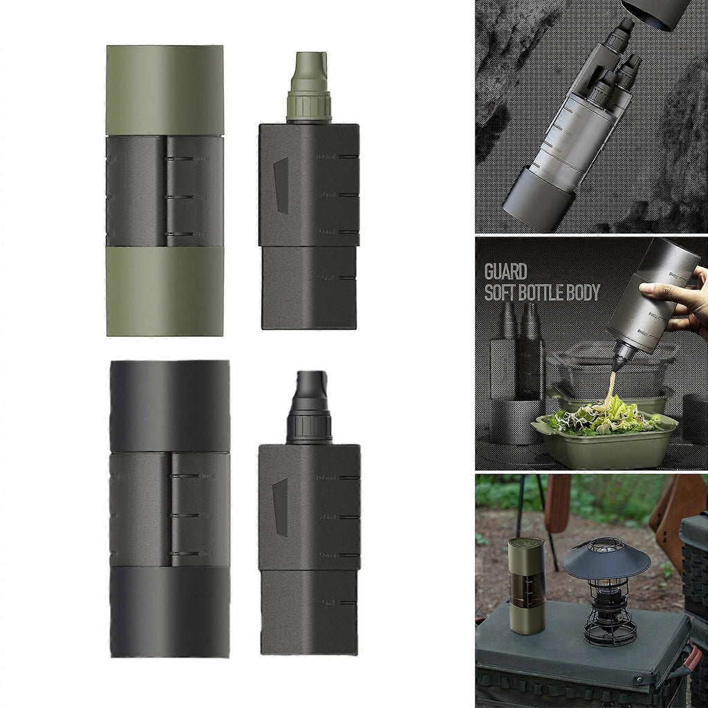 Multifunction Camping Spices Container Seasoning Bottle Spices Jar for Outdoor Camping BBQ with Leakproof Sealing Caps Black