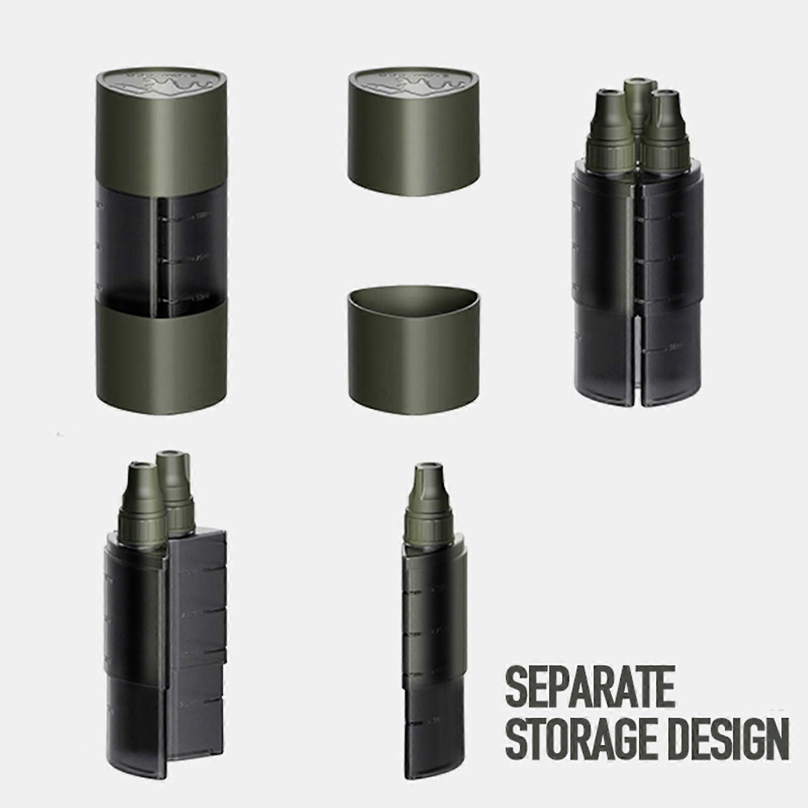 Multifunction Camping Spices Container Seasoning Bottle Spices Jar for Outdoor Camping BBQ with Leakproof Sealing Caps Army Green
