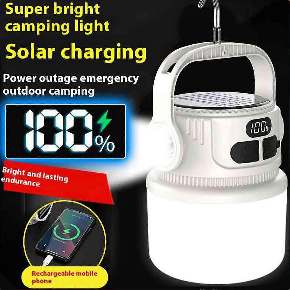 LED Solar Bulb Light Rechargeable Portable Lanterns Waterproof Outdoor Night Market Camping Tent Outage Emergency Lamp Green