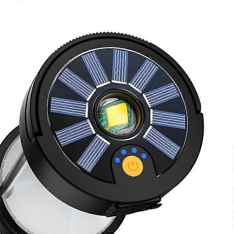 4 In 1 Camping Lamp Rechargeable Portable Solar Lamp Adsorbable Metal Waterproof Camping Lamp(black)