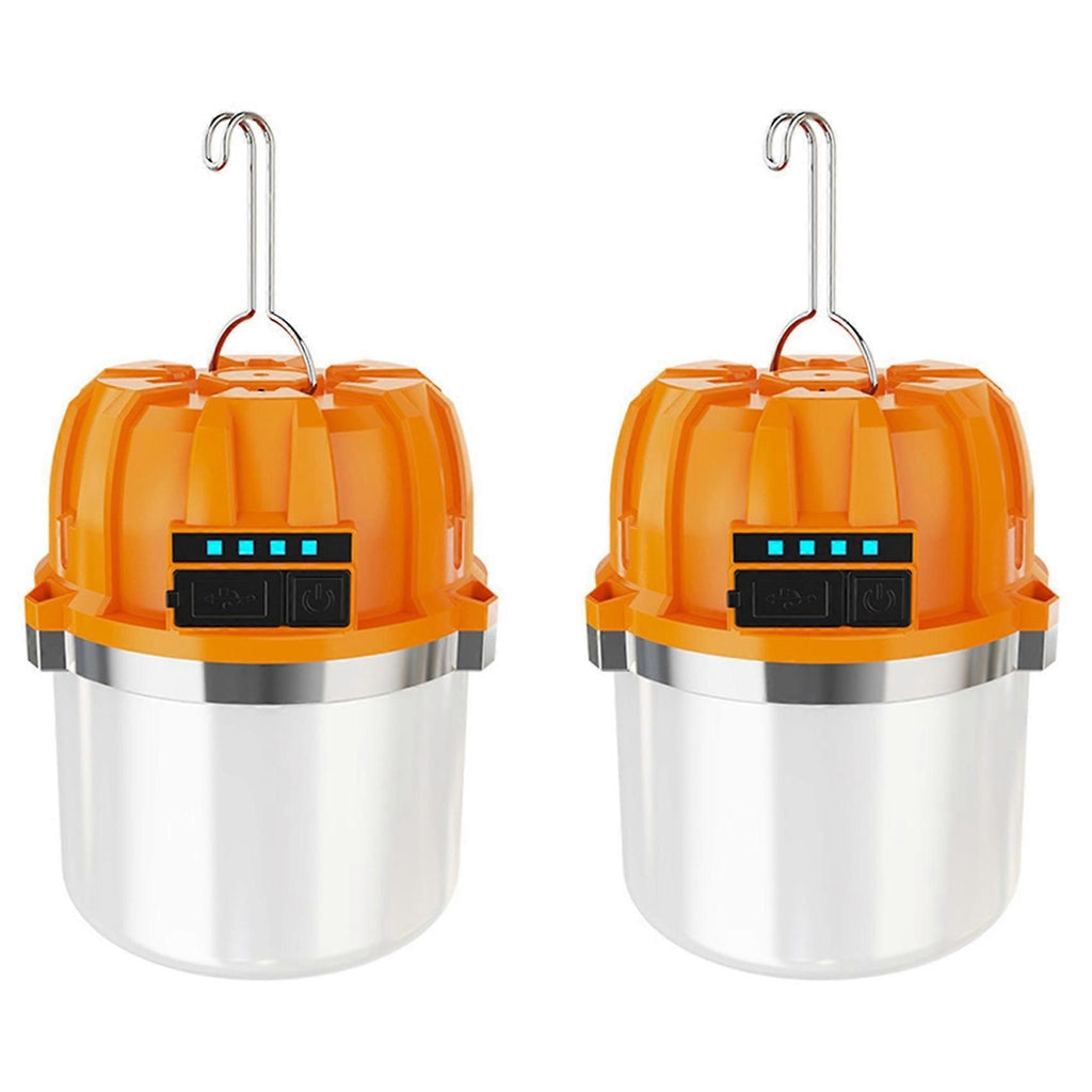 2pcs USB Rechargeable LED Camping Lights Outdoor Camping BBQ Tents Hanging Lantern Emergency Power Bank