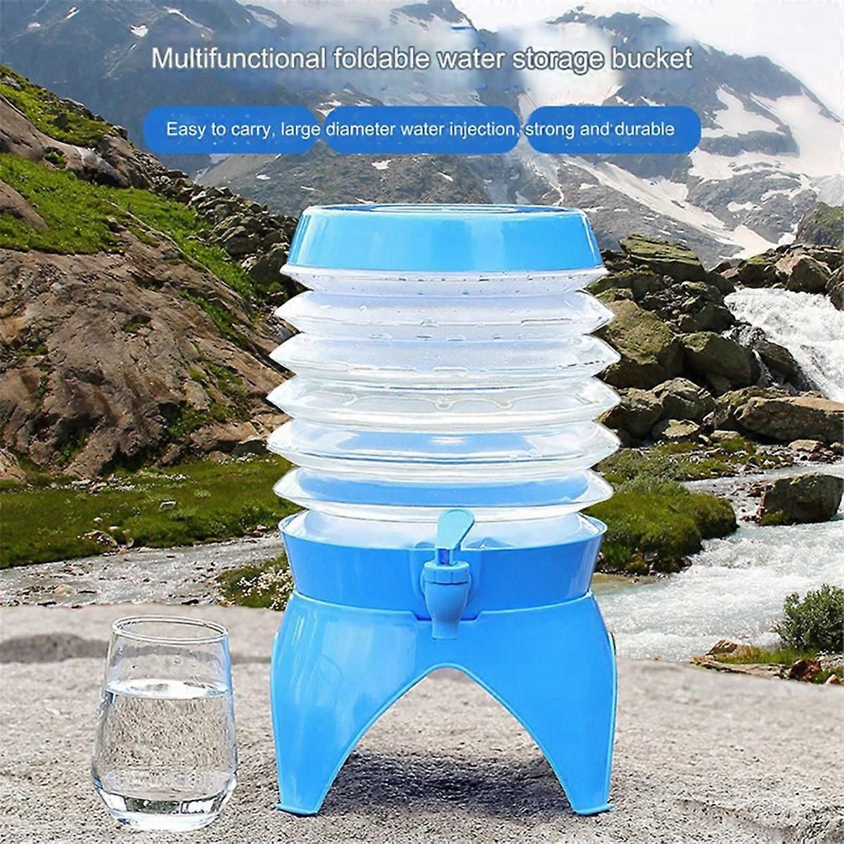 Outdoor Foldable Water Container Camping Folding Water Bucket 9.5L