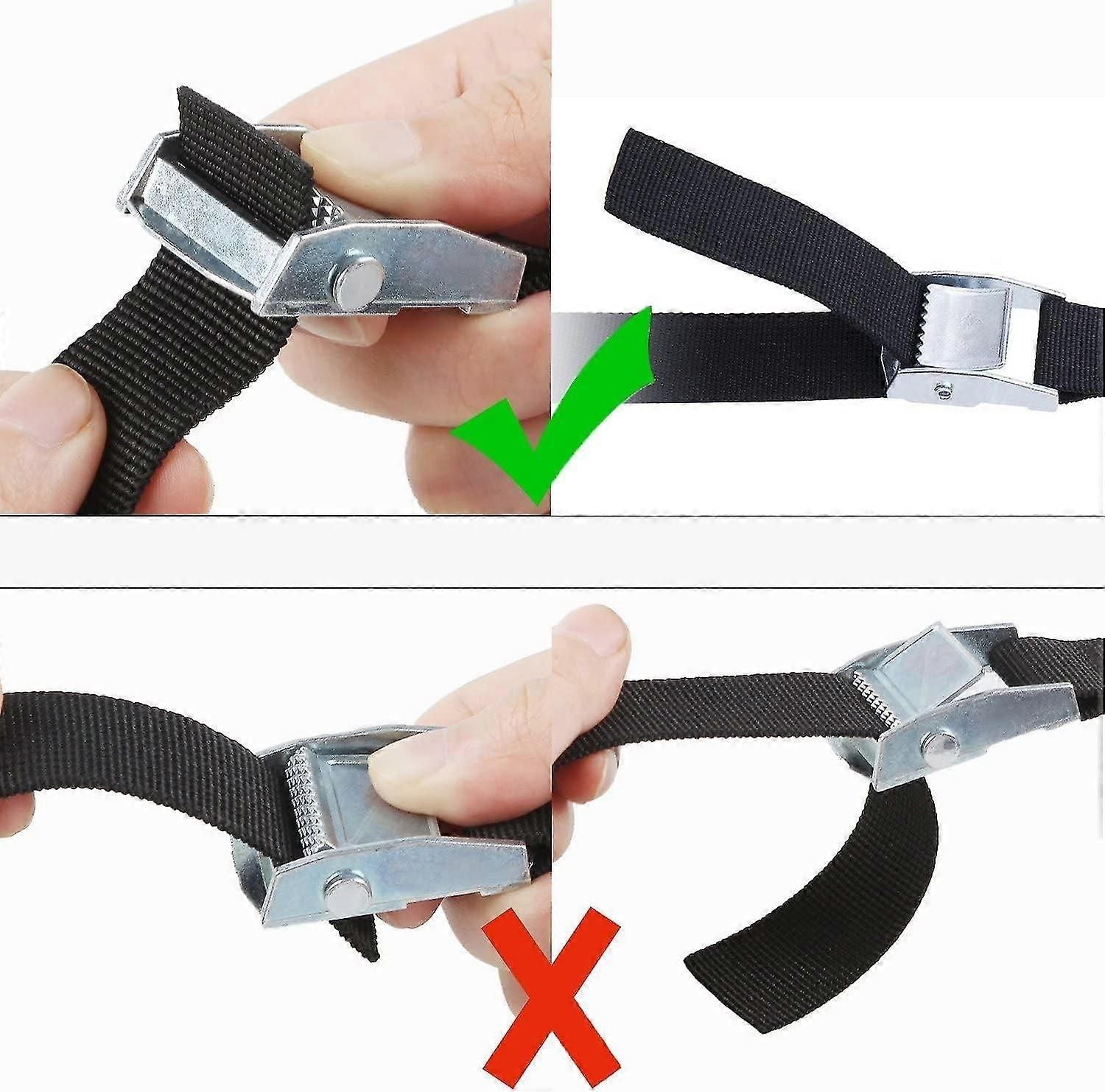 6 Pack Black Nylon Tie Down Straps with Zinc Alloy Lock (Black, 2m x 25mm)