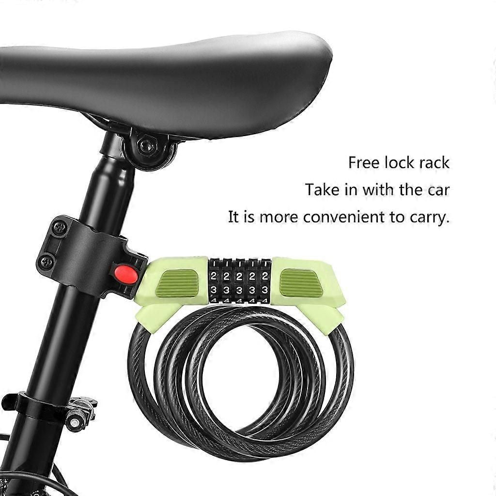 Bike Lock Cable 5Digits Resettable Combination Cable Lock, Bicycles Code Lock - Yellow