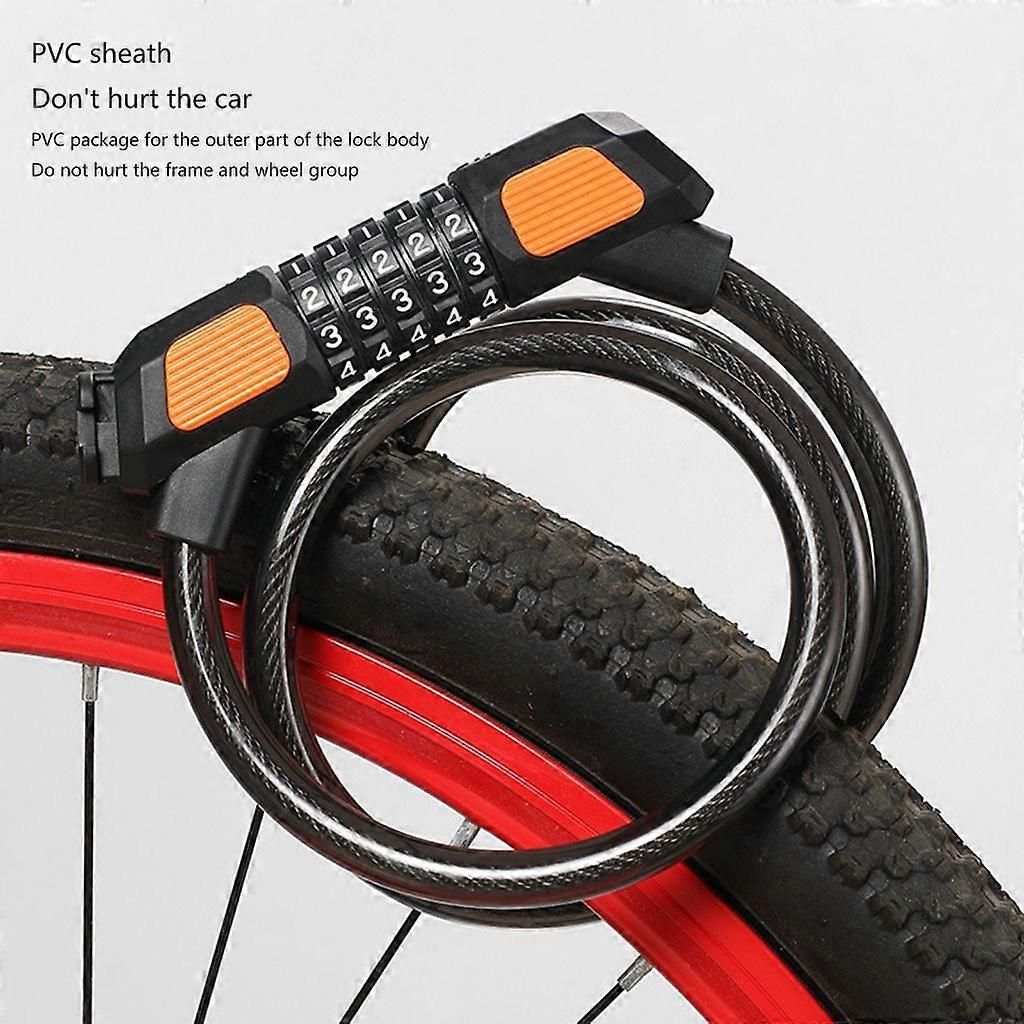 Bike Lock Cable 5Digits Resettable Combination Cable Lock, Bicycles Code Lock - Blue