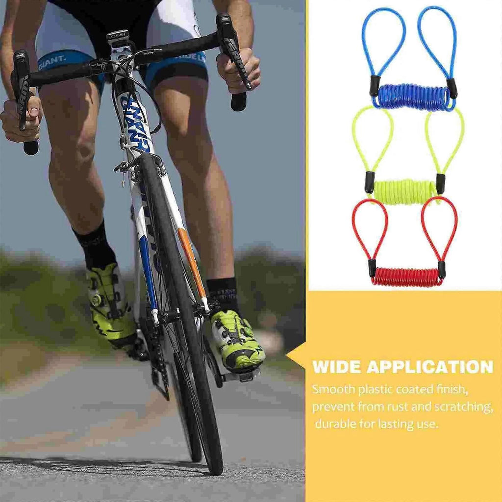 3 Pcs Bicycle Lock Cable Disc Lock Reminder Motorcycle Bike Bicycle Cable Spring Antitheft Protection Handlebar Alarm Wire