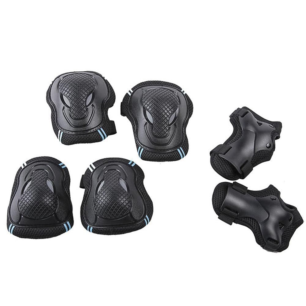 6Pcs Protective Gear Set Knee Elbow Wrist Guards for Skateboard Cycling Riding - S