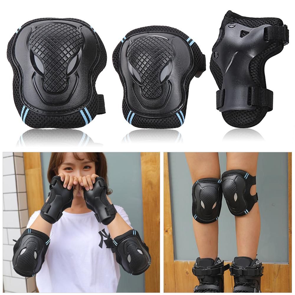 6Pcs Protective Gear Set Knee Elbow Wrist Guards for Skateboard Cycling Riding - M