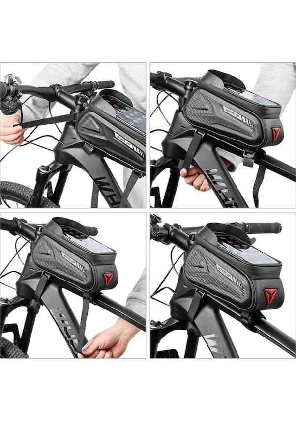 7-inch Waterproof Touch Screen Bike Bag, Bicycle Pouch Front Frame Tube Bag (color)