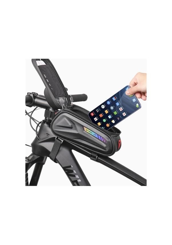 7-inch Waterproof Touch Screen Bike Bag, Bicycle Pouch Front Frame Tube Bag (color)