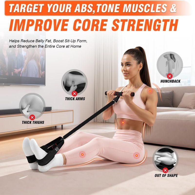 55LBS Foot Pedal Tension Rope, Home Leg Exercise Resistance Belt with Handle - Black