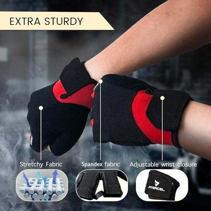 Fitness Gloves Half Finger Breathable Non Slip Weightlifting Training Workout Palm Support For Men And Women - Black L