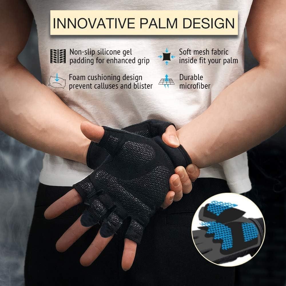 Fitness Gloves Half Finger Breathable Non Slip Weightlifting Training Workout Palm Support For Men And Women - Red M