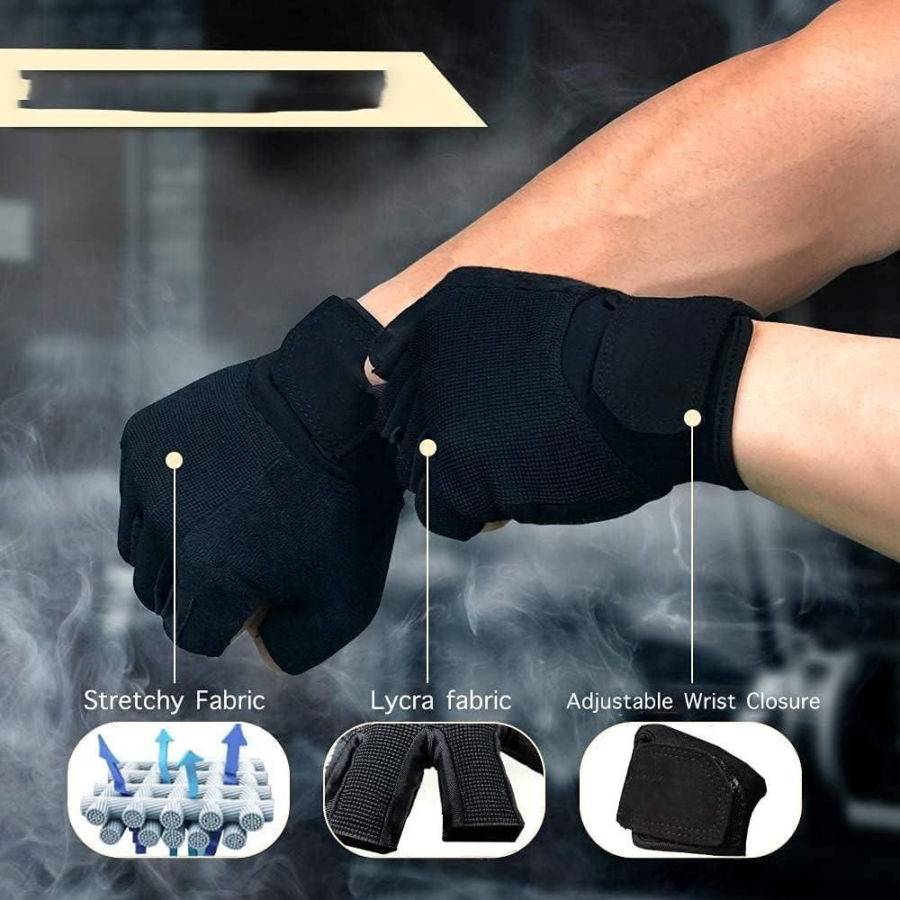 Fitness Gloves Half Finger Breathable Non Slip Weightlifting Training Workout Palm Support For Men And Women - Red L