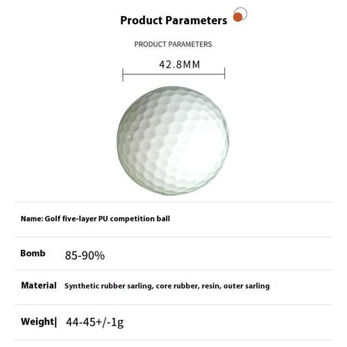 3Pcs Five-Layer PU Golf Tournament Ball Durable High-Performance Ball for Professional and Recreational Play-White