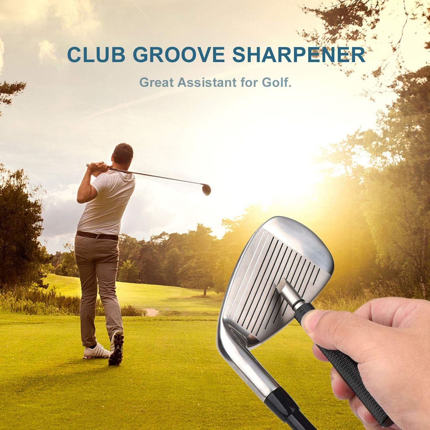 Golf Club Groove Cleaning Tool Wedge and Iron Groove Sharpener Golf Accessory - Black