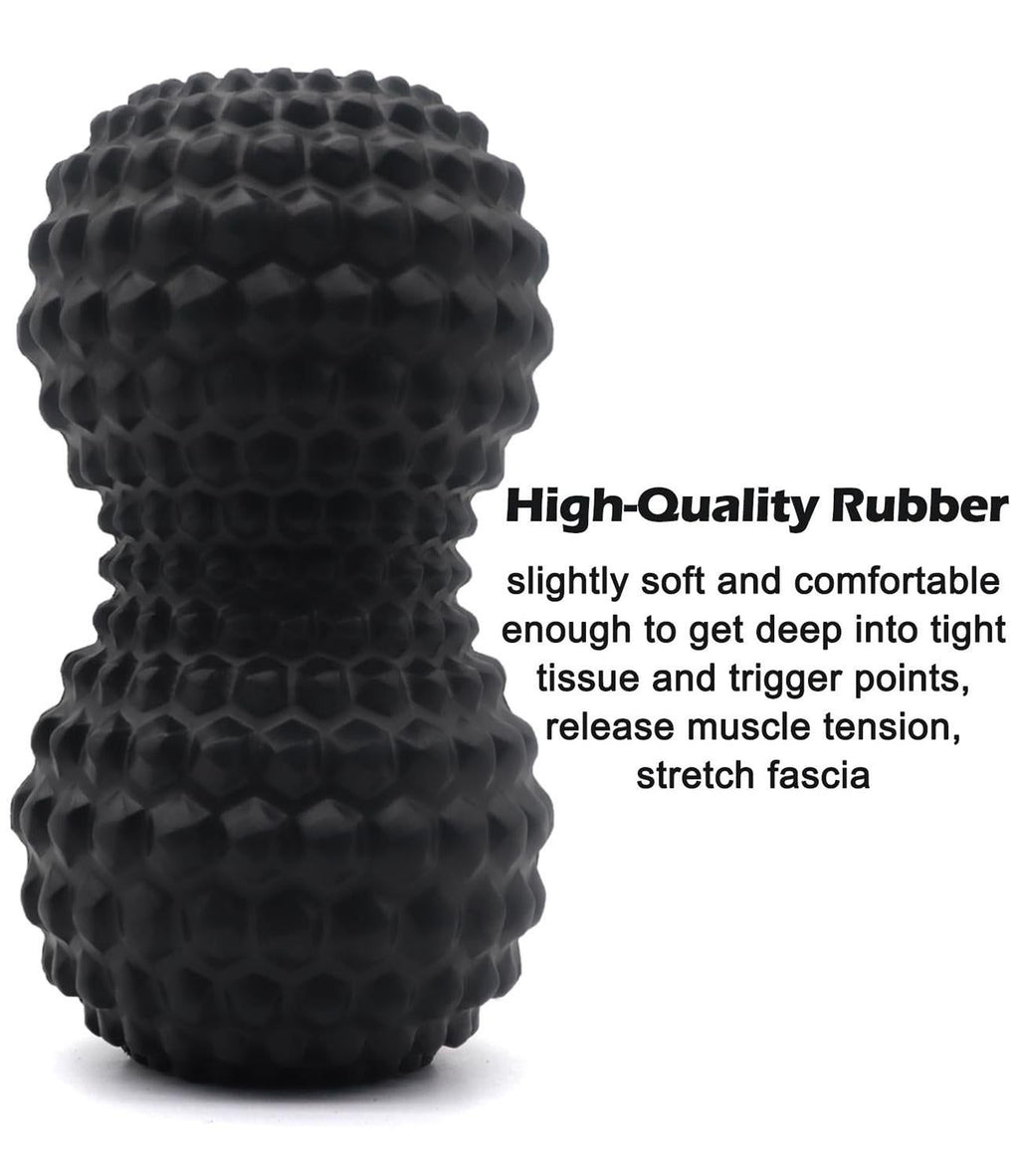 Peanut Massage Ball Double Lacrosse Roller For Deep Tissue Muscle And Myofascial Release - Black