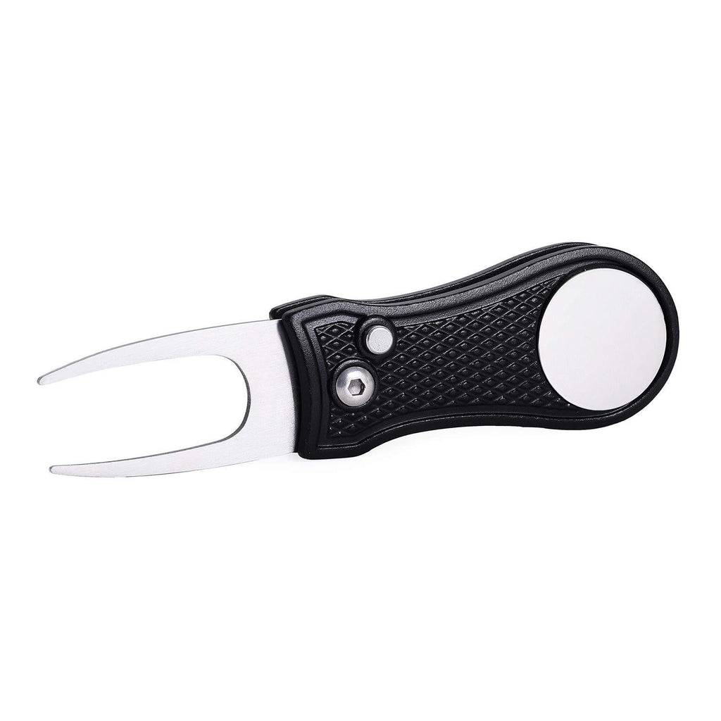 Stainless Steel Golf Green Fork Turf Repair Tool for Lawn Care and Divot Maintenance - Silver