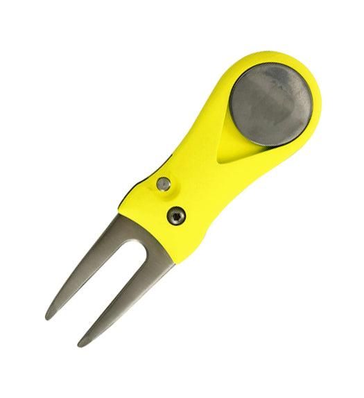 Stainless Steel Golf Green Fork Turf Repair Tool for Lawn Care and Divot Maintenance - Black