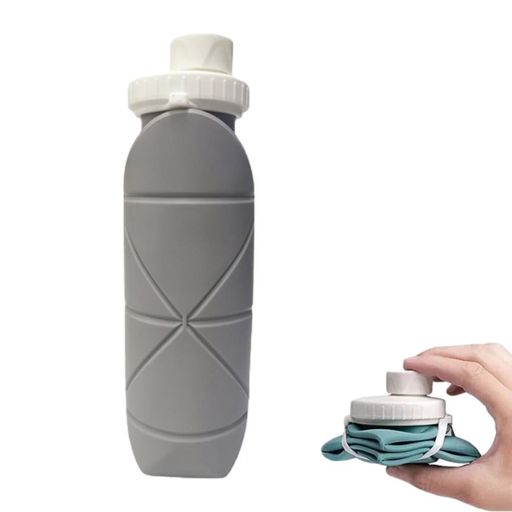 Foldable Collapsible Water Bottle Silicone Leak-proof Reusable for Gym Camping Hiking Travel Sports-Pink