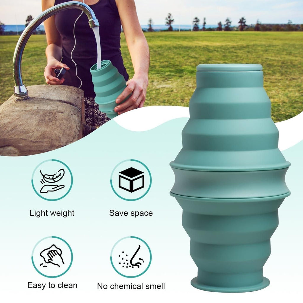 Foldable Water Cup Travel Silicone Sports Bottle Portable Collapsible Card Style Mug Gift - Pink