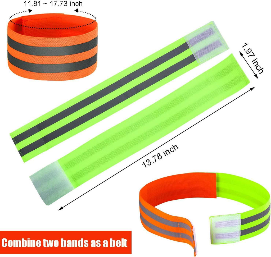 16 PCS Reflective Bands Reflector Bands for Wrist, Arm, Ankle, Leg,Reflector Tape Straps for Night Walking, Cycling and Running-(Blue+Green)