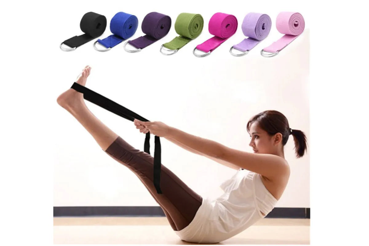 Sport Yoga Stretch Strap D-Ring Belt Gym Waist Leg Fitness 180Cm Adjustable Belt Black