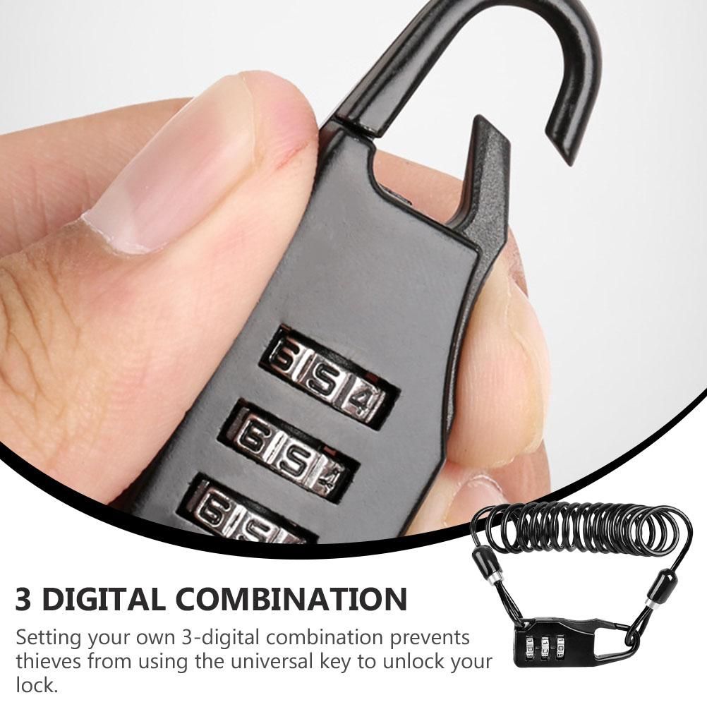 2pcs Bike 3-Digital Code Combination Lock Password Security Cable Lock for Bike