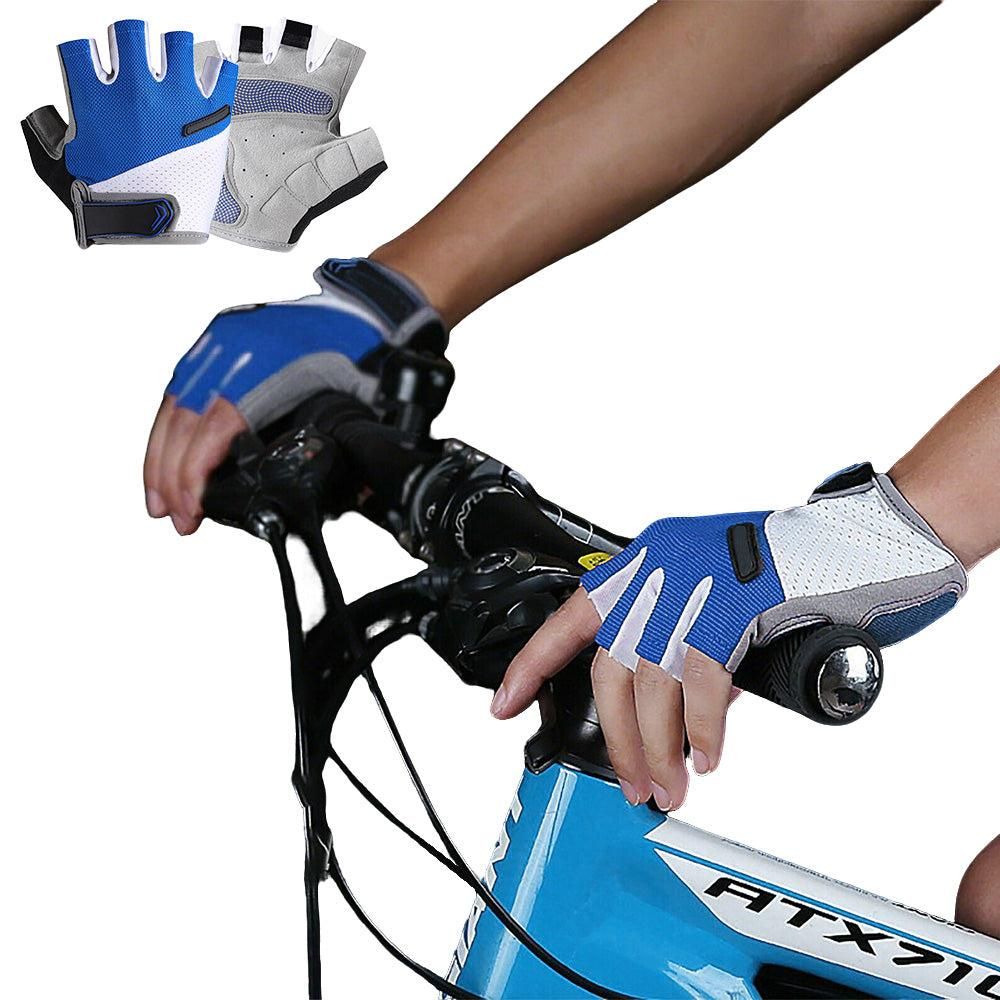 1 Pair Cycling Half Finger Bike Gloves With Anti Slip Pad For Unisex - Blue L