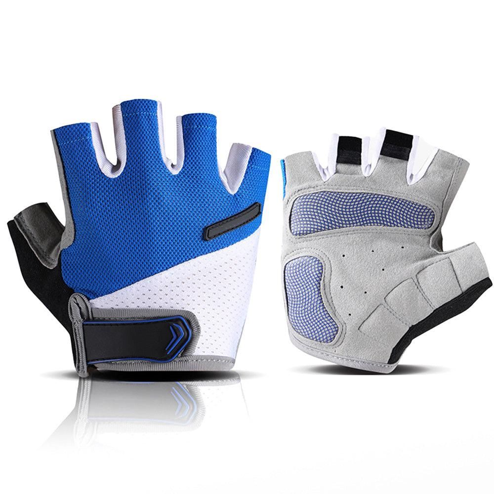 1 Pair Cycling Half Finger Bike Gloves With Anti Slip Pad For Unisex - Blue L
