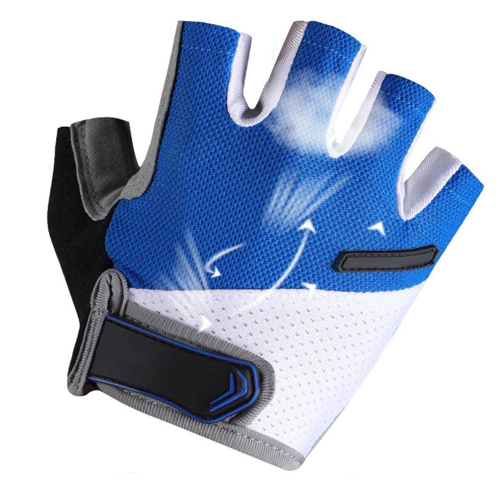 1 Pair Cycling Half Finger Bike Gloves With Anti Slip Pad For Unisex - Blue XL