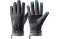 Men's Winter Thermal Ski Gloves, Waterproof Touch Screen Non-Slip Warm Gloves with Bag, Grey M