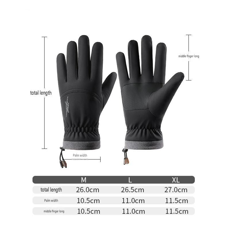 Men's Winter Thermal Ski Gloves, Waterproof Touch Screen Non-Slip Warm Gloves with Bag, Grey M