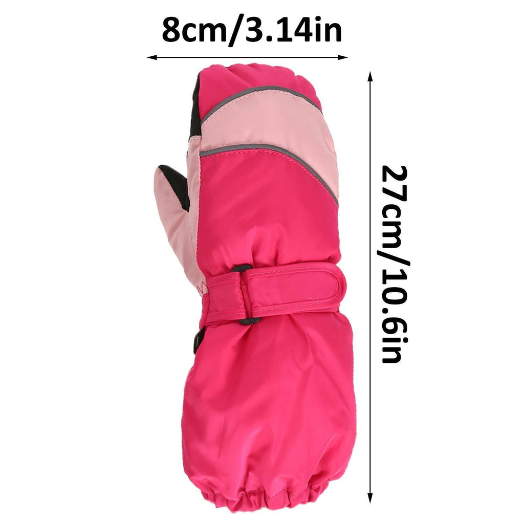 Snow Mittens Waterproof Windproof Winter Ski Gloves Thermal Fleece Red