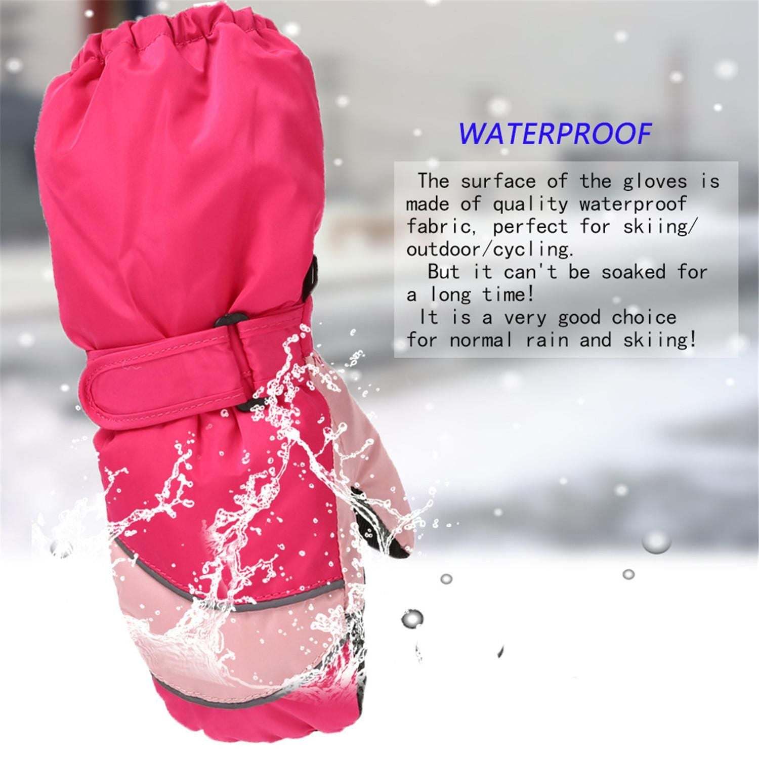 Snow Mittens Waterproof Windproof Winter Ski Gloves Thermal Fleece Dark Blue