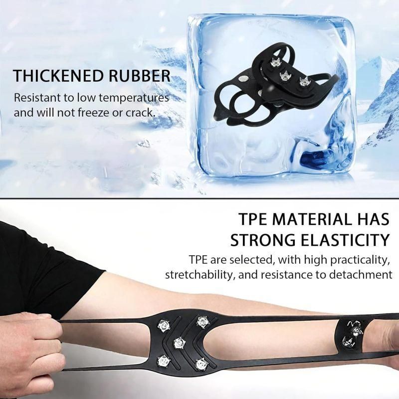 8 Steel Spike Anti-Slip Cleats 2 Pairs Silicone Shoe Covers M Size for Hiking Boots