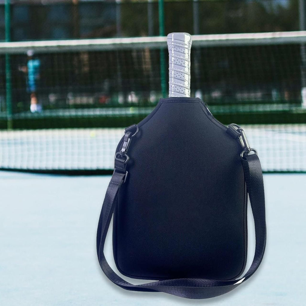 Neoprene Tennis & Pickleball Paddle Bag Lightweight Protective Carry Case with Shoulder Strap - Black