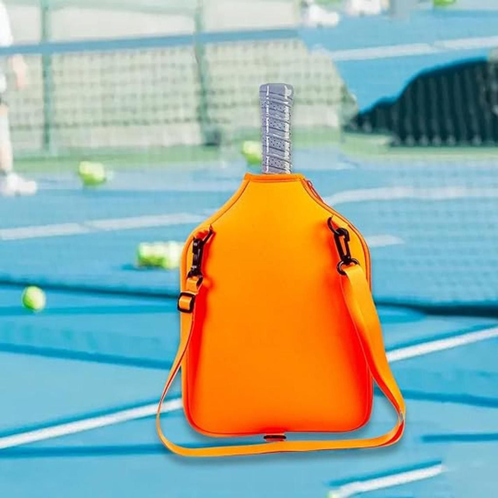 Neoprene Tennis & Pickleball Paddle Bag Lightweight Protective Carry Case with Shoulder Strap - Orange