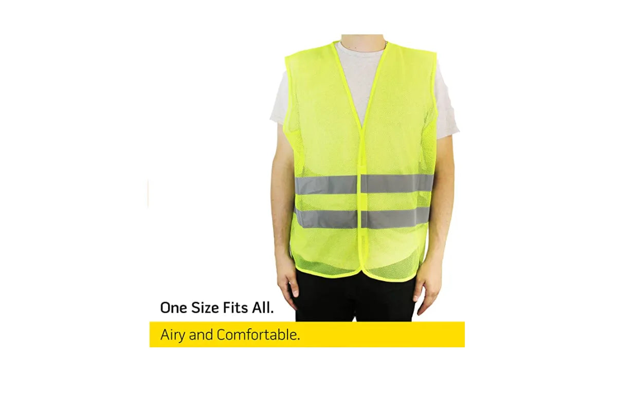 Safety Vests Bulk Pack - Reflective High Visibility, Men Women, Mesh 10 PACK Fluorescent green