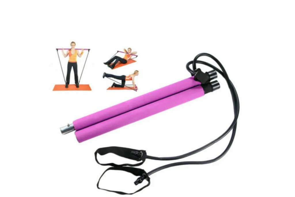 Portable Pilates Stretch Rope Gym Stick Yoga Exercise Bar Pilates Trainer Rope - Pink