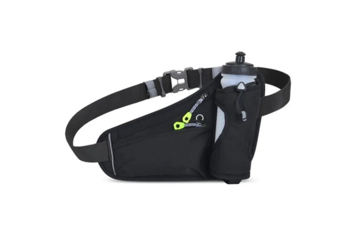 Sport Hydration Belt Bag Portable Breathable Outdoor Running Water Bottle Holder - Black