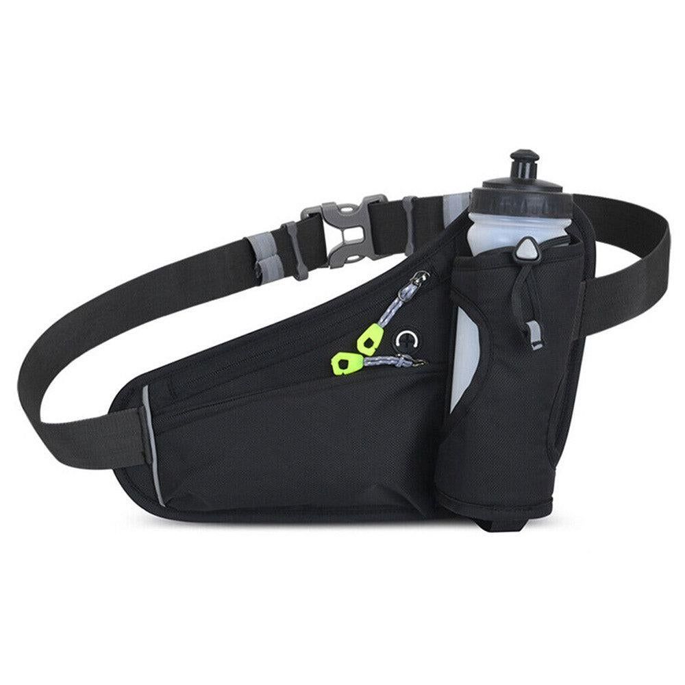 Sport Hydration Belt Bag Portable Breathable Outdoor Running Water Bottle Holder - Black