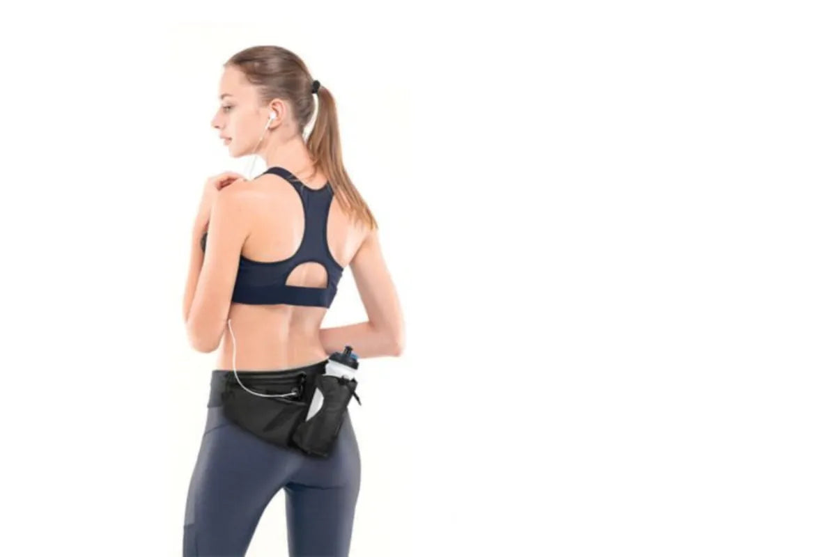 Sport Hydration Belt Bag Portable Breathable Outdoor Running Water Bottle Holder - Blue