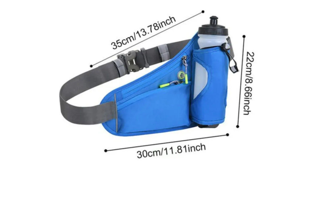 Sport Hydration Belt Bag Portable Breathable Outdoor Running Water Bottle Holder - Blue