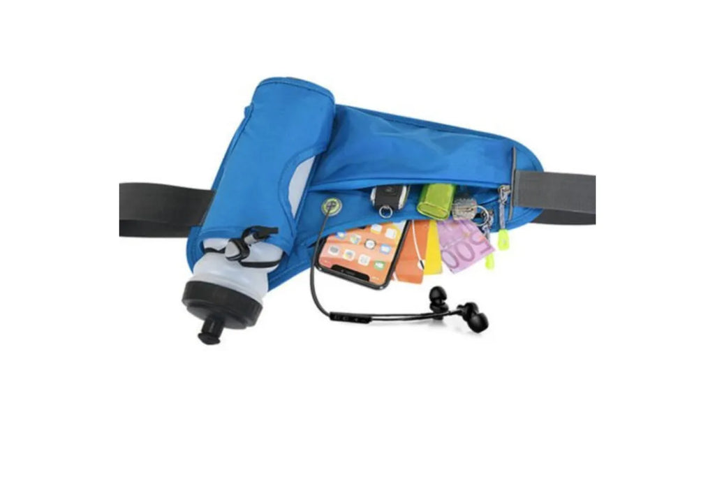Sport Hydration Belt Bag Portable Breathable Outdoor Running Water Bottle Holder - Blue