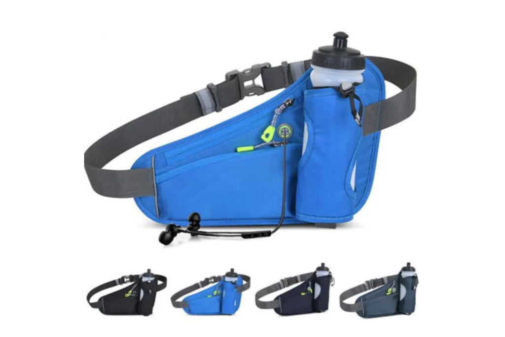 Sport Hydration Belt Bag Portable Breathable Outdoor Running Water Bottle Holder - Grey